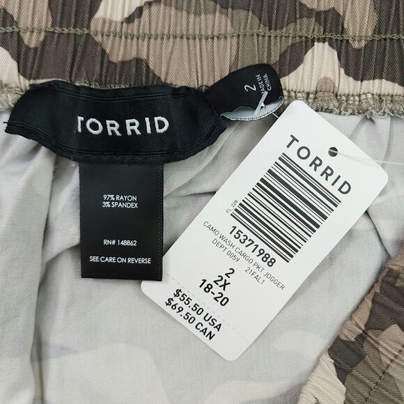 Torrid Cargo Jogger Womens 2X Brown Camo Relaxed Fit Lightweight Activewear - Picture 10 of 12